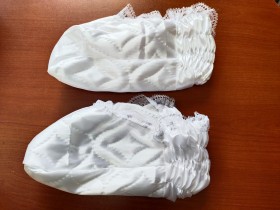 Тапочки ритуальные женские (размер 35-41) , белый атлас, задник на резинке